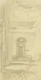 Adolph von Menzel, 3 Blätter: Architekturstudien
