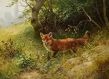Ludwig Benno Fay, 2 Gemälde: Fuchs und Rehbock, Oil on panel