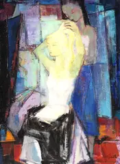 Kurt Seifert, Zwei Mädchen, 1930, Oil on fibreboard