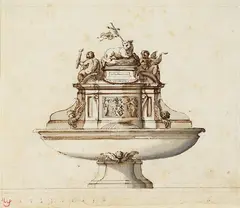 Filippo Juvarra, Zugeschrieben - Entwurf für einen Brunnen, 1710, Pen and India ink drawing