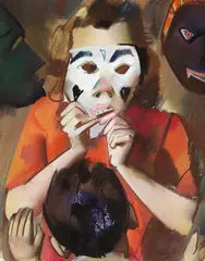 Otto Herbig, Frau mit Maske, 1952, Pastel
