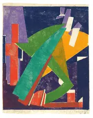 Moritz Melzer, Abstrakte Komposition, 1924, Woodcut in colors