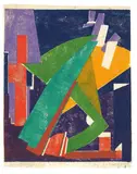 Moritz Melzer, Abstrakte Komposition, 1924, Woodcut in colors