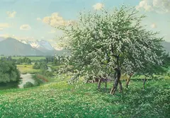 Philipp Graf, Blühender Kirschbaum, 1930, Oil on canvas