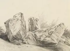 Alexandre Calame, Felsenstudie, 1850, Pencil drawing