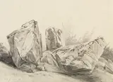 Alexandre Calame, Felsenstudie, 1850, Pencil drawing