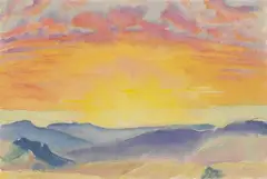 Hans Brasch, Gebirgskette, 1928, Watercolor