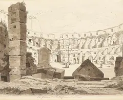 Arthur Blaschnik, Das Innere des Colosseums in Rom, Pen and India ink drawing