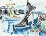 Gabriele Stock-Schmilinsky, Kurenkähne (Nidden), 1940, Watercolor