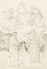 Franz von Rohden, Vergil und Beatrice - Illustration zur Göttlichen Komödie von Dante Alighieri, Pencil drawing
