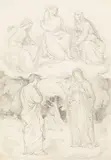 Franz von Rohden, Vergil und Beatrice - Illustration zur Göttlichen Komödie von Dante Alighieri, Pencil drawing