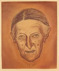 Kurt Günther, Porträt der Mutter des Künstlers, 1921, Gouache
