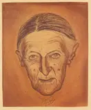 Kurt Günther, Porträt der Mutter des Künstlers, 1921, Gouache