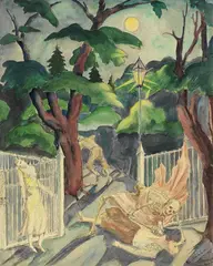 Hermann Mühlen, Darstellung mit dem Tod, 1935, Watercolor