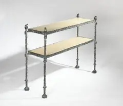 Diego Giacometti, Console à plateaux, modèle aux grenouilles, 1984, Bronze