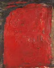 Emil Schumacher, Ohne Titel (Rot), 1961, Oil on canvas