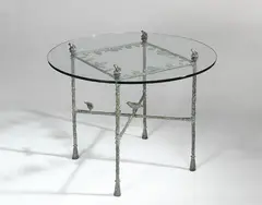 Diego Giacometti, Table-feuilles modèle de salle à manger aux grenouilles, 1980, Bronze