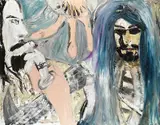 Pazuzuz, Draculä und der dreischwänzige Maulring by Jonathan Meese, 2002, Oil on canvas, sold Jun 2009