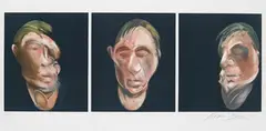 Three Studies for Self Portrait by Francis Bacon, 1983, Lithograph in colours, sold Jun 2009