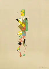Lothar Schreyer, 3 Blätter: Figur des lüsternen Mannes. Figur der lüsternen Frau. Figur des männlichen Intellekts, 1920, Lithograph in colours