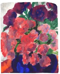 Emil Nolde, Pfingstrosen in blauer Vase, 1930, Watercolour
