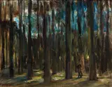 Max Liebermann, Liebespaar auf einem Spaziergang im Grunewald, 1920, Oil