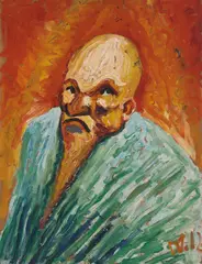 Wilhelm Morgner, Männerporträt, 1912, Oil on cardboard