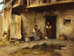 Franz Defregger, Bäuerin am Spinnrocken, 1873, Oil on canvas