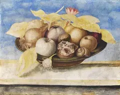 Octavianus Montfort, 2 Arbeiten: Stillleben mit Zitrusfrüchten und Granatapfel, Watercolour