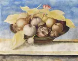 2 Arbeiten: Stillleben mit Zitrusfrüchten und Granatapfel by Octavianus Montfort, Watercolour, sold Jun 2009