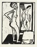 Mädchen vor dem Spiegel by Karl Schmidt-Rottluff, 1914, Woodcut, sold Jun 2009