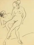 Nacktes Paar by Ernst Ludwig Kirchner, 1909, Chalk drawing, sold Jun 2009