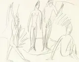 Badende am Fehmarnstrand by Ernst Ludwig Kirchner, 1911, Pencil drawing, sold Jun 2009