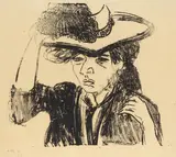 Mädchen mit Hut by Ernst Ludwig Kirchner, 1908, Lithograph, sold Jun 2009