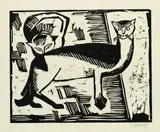 Katzen by Karl Schmidt-Rottluff, 1915, Woodcut, sold Jun 2009
