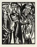 Die heiligen drei Könige by Karl Schmidt-Rottluff, 1917, Woodcut, sold Jun 2009