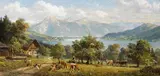 Hubert Kaplan, Apfelernte am Tegernsee, Oil on canvas