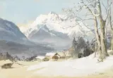 Edward Theodore Compton, Blick von Zwingerlehen am Kälberstein bei Bischofswiesen auf den Hochkalter
