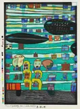 Gesang der Wale by Friedensreich Hundertwasser, 1979, Woodcut in colours, sold Apr 2009