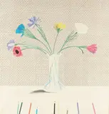 David Hockney, Coloured flowers made of paper and ink, 1971, Lithograph in colours