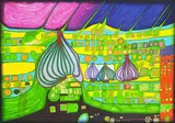 Testament in Gelb by Friedensreich Hundertwasser, 1971, Silkscreen in colours, sold Apr 2009
