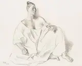 Francisco Zúñiga, Mujer sentada en profil, 1977, Charcoal drawing