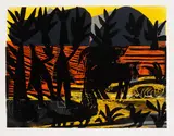 Schwäbische Alb by HAP Grieshaber, 1964, Woodcut in colours, sold Apr 2009