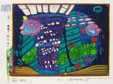 Flucht ins All by Friedensreich Hundertwasser, 1971, Silkscreen in colours, sold Apr 2009