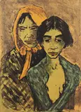 Otto Mueller, Zwei Zigeunerinnen (Zigeunermutter mit Tochter), 1926, Lithograph in colours