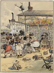 Heinrich Zille, Sonntagsfreuden (Im Paradiesgarten), 1900, Chalk drawing
