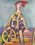 Figur mit Rad by Karl Hofer, 1953, Oil on canvas, sold Apr 2009