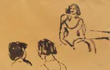 Emil Nolde, Ballhausszene (drei Figuren), 1910, Brush and India ink drawing