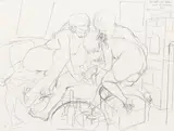 Er will nicht stehen... by George Grosz, 1929, Pencil drawing, sold Apr 2009
