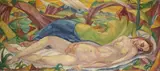 Hermann Mühlen, Zwei liegende Akte in einer Landschaft, 1921, Oil on canvas